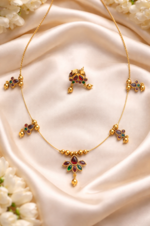 Invisible Chain with Kempstone and Flower-like Pendant