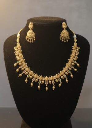 IMG_2330 Lekshmi And Shang Short Necklace With Jimikka ( Fully Copper )