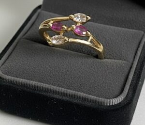 Pink And White Gemstone Ring