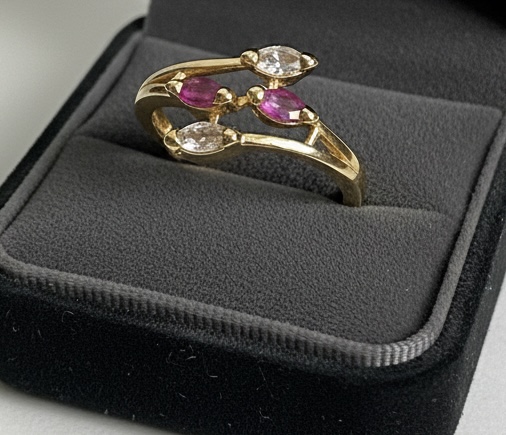 Pink And White Gemstone Ring