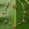 Square Kempstone Chain Necklace with Ruby earings