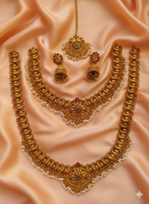 Gemini_Generated_Image_9x712g9x712g9x71 Kempstone Pearl Beads Peacock Bridel Set (00087)