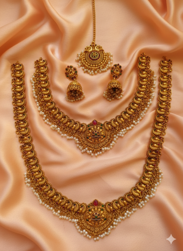 Kempstone Pearl Beads Peacock Bridel Set (00087)