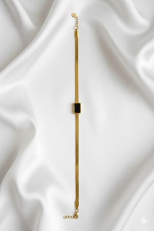 Anti-Tarnish Black Square Hand Chain (00020)