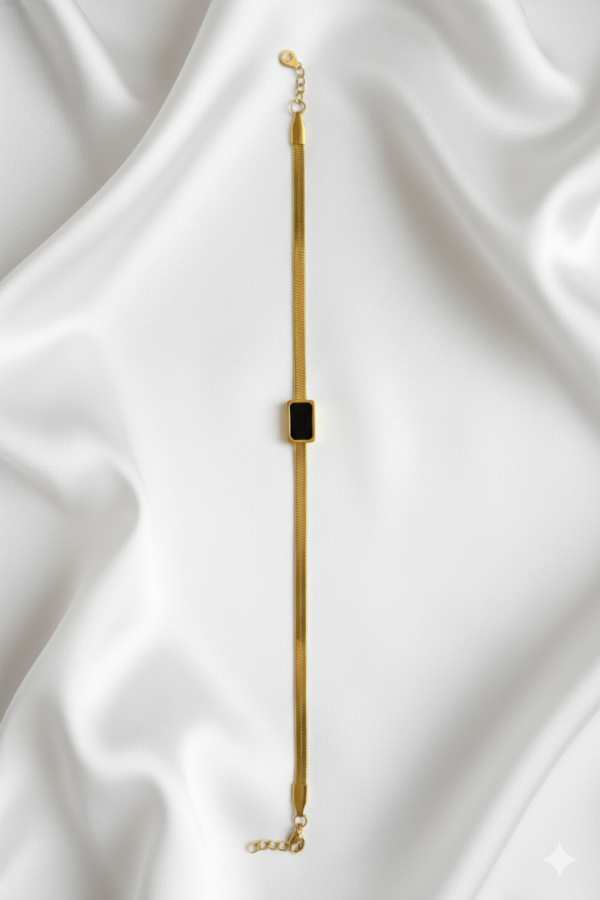 Anti-Tarnish Black Square Hand Chain (00020)