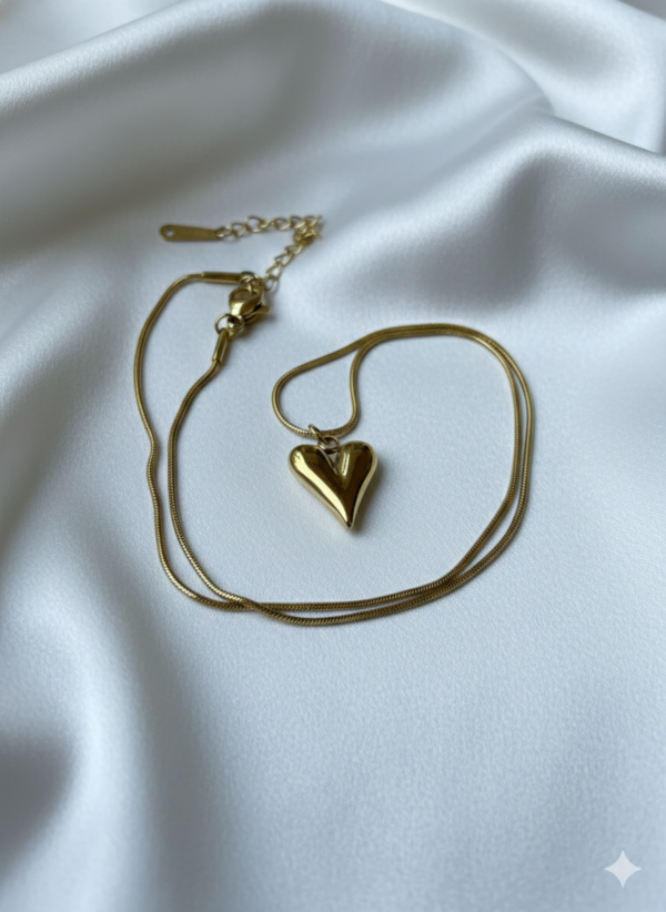 Anti-Tarnish Gold Colour Heart Necklace (00025)
